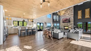 Smart TV, fireplace, video games, books