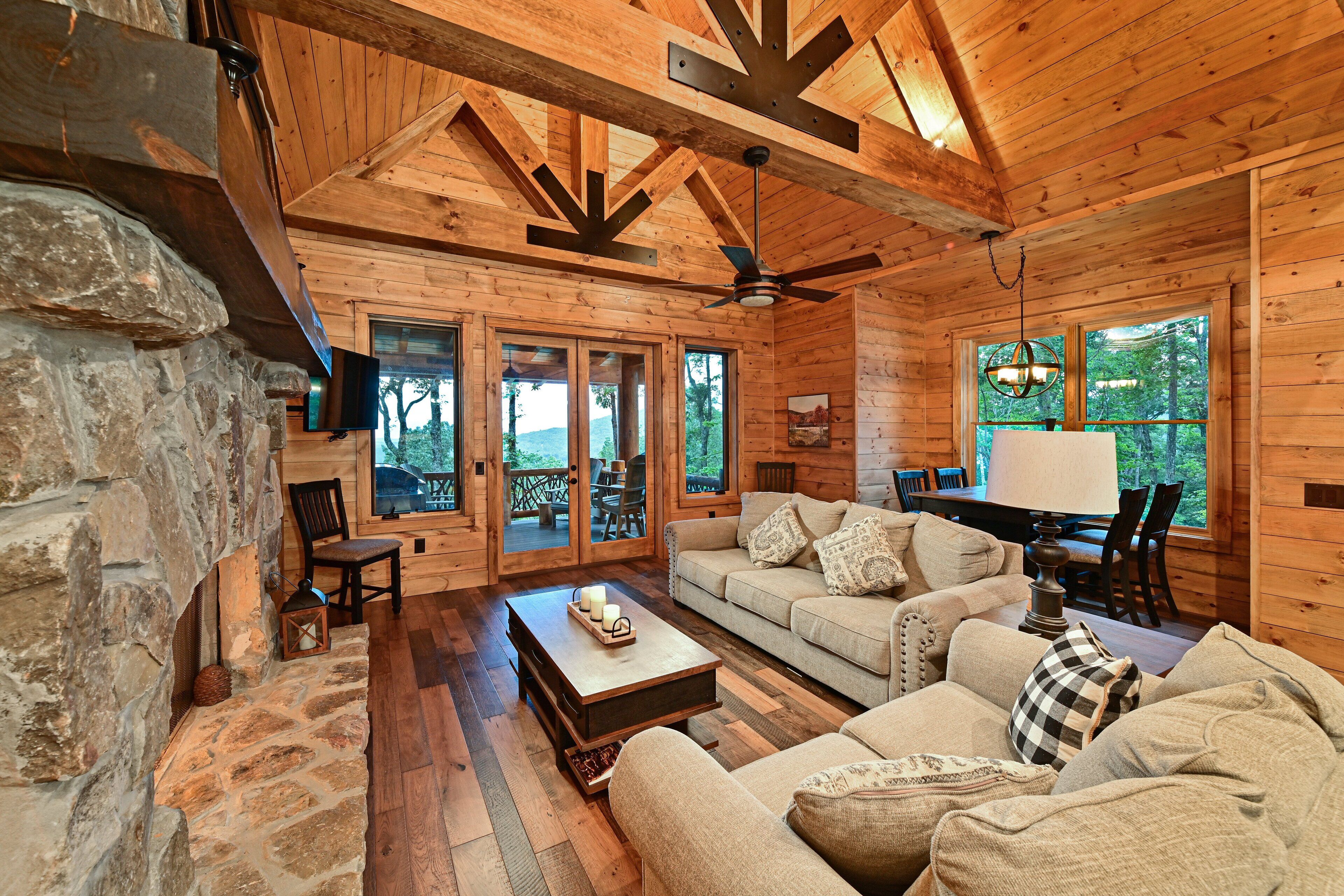 Smart TV, fireplace, DVD player, video library