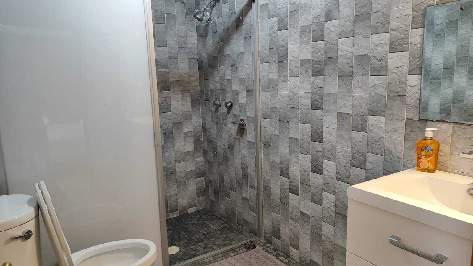 Hair dryer, towels, toilet paper