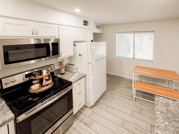 Microwave, oven, stovetop, dishwasher