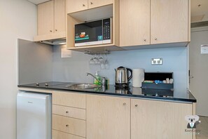 Fridge, microwave, stovetop, toaster