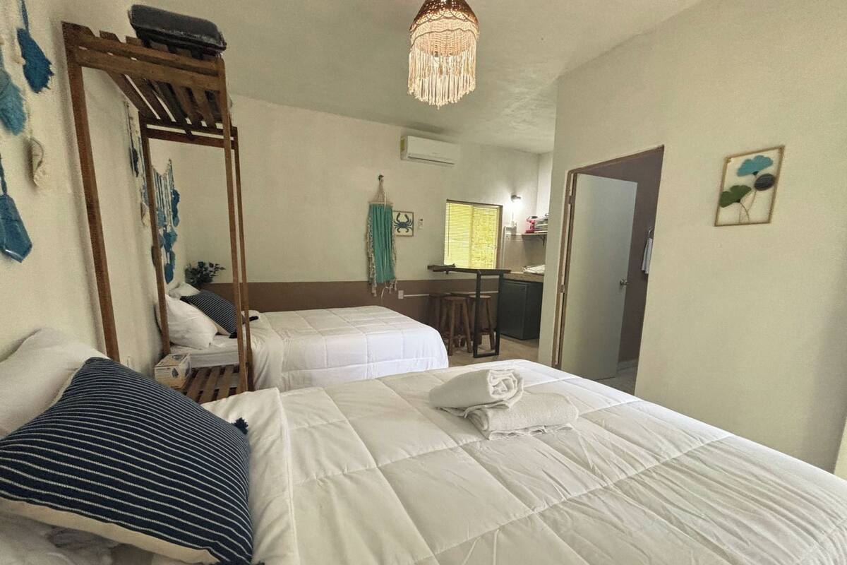Blackout drapes, iron/ironing board (on request), WiFi (free)