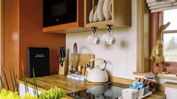 Fridge, microwave, stovetop, toaster