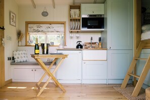 Fridge, microwave, stovetop, toaster
