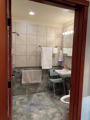 淋浴设施、吹风机、毛巾、肥皂