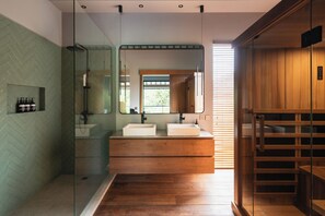 Villa Deluxe, balcon, vue piscine | Salle de bain
