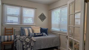 2 bedrooms, desk, iron/ironing board, travel crib