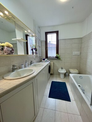 Shower, free toiletries, hair dryer, bidet