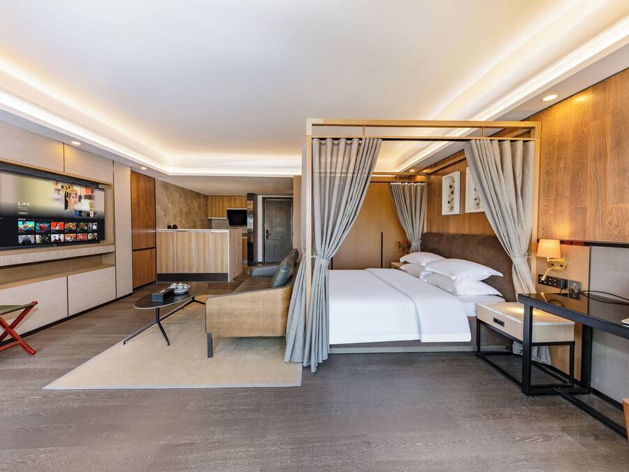Executive suite, uitzicht op stad | Verduisterende gordijnen, een strijkplank/strijkijzer, gratis wifi