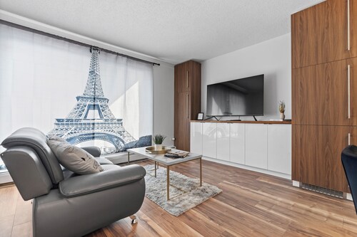 Pool/Patio/ & Private Balcony in Downtown Edmonton, Private Parisian Condo