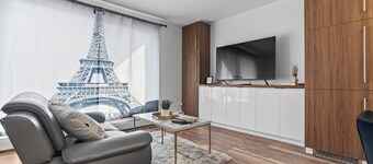 Pool/Patio/ & Private Balcony in Downtown Edmonton, Private Parisian Condo