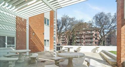 Pool/Patio/ & Private Balcony in Downtown Edmonton, Private Parisian Condo