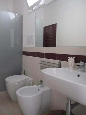 Dusche, Haartrockner, Bidet, Handtücher