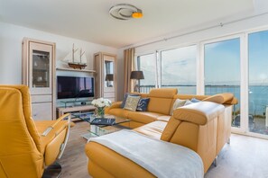 Fernseher, Kamin, DVD-Player, Bücher