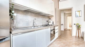 Deluxe Apartment, City View | Private kitchen