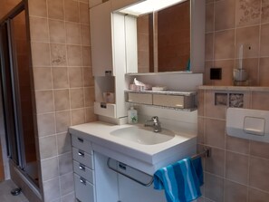 Dusche, Haartrockner, Handtücher