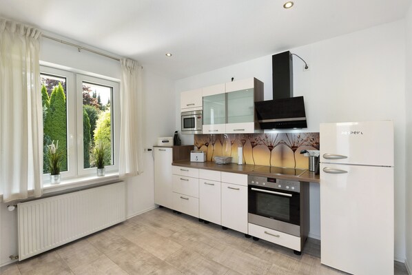 Kühlschrank, Mikrowelle, Ofen, Herdplatte