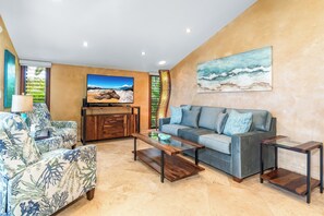 Luxury-Apartment, Meerblick, zum Garten hin | Wohnbereich