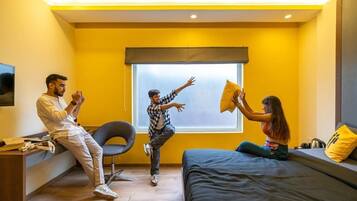 Blackout curtains, free WiFi, bed sheets