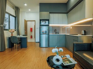 Mini-fridge, microwave