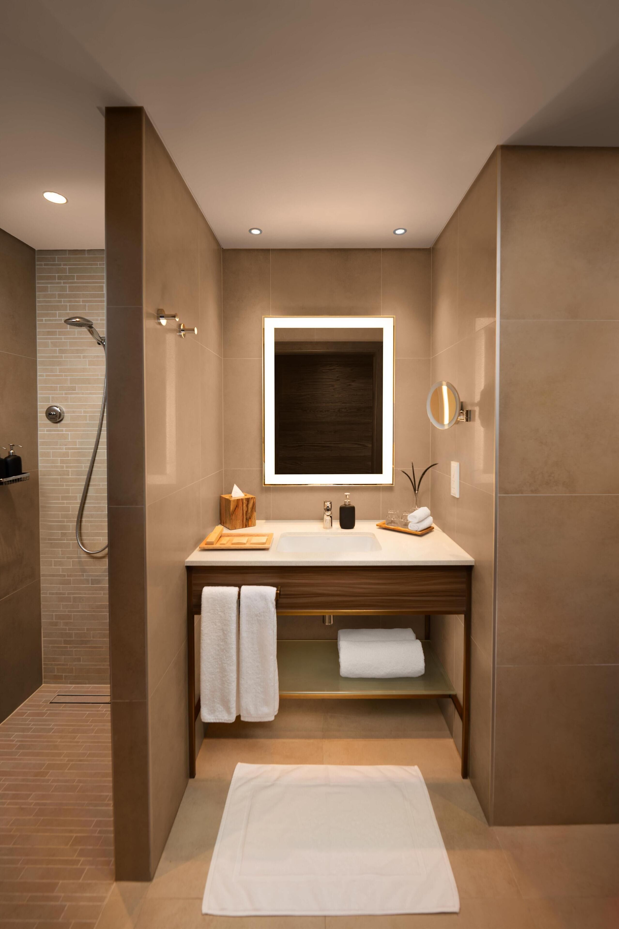 Shower, free toiletries, hair dryer, bathrobes