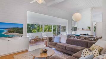 Televisor, llar de foc i oficines