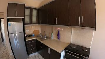 Fridge, oven, stovetop, electric kettle