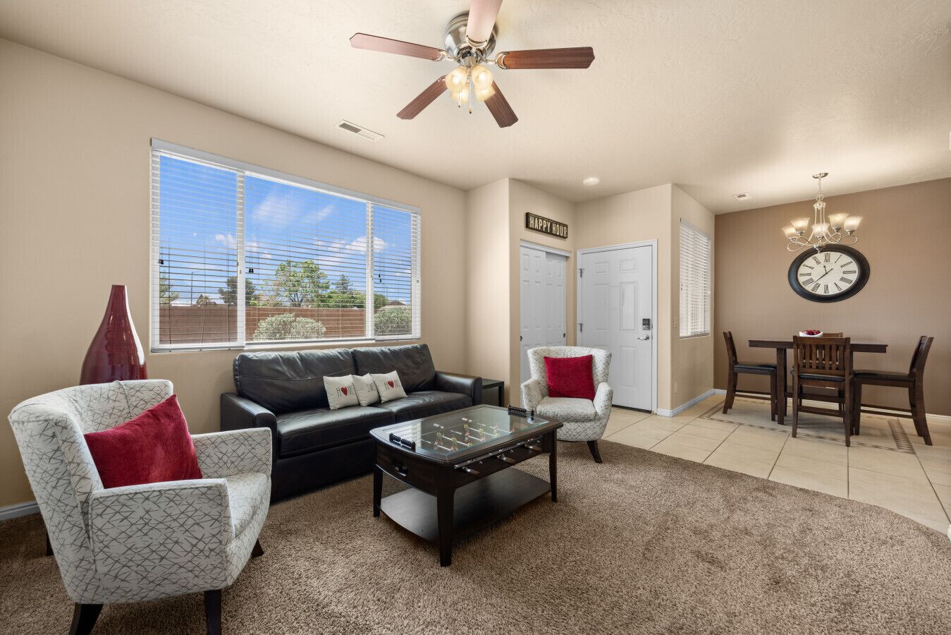 Smart TV, foosball, books