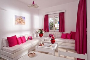 One Bedroom Quadruple Apartment | Living area - Galini Apartments (Malia)