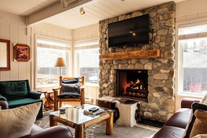 TV, fireplace