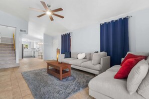 TV, offices - Desert Getaway | Mountain Views + Backyard Lounge (Phoenix)
