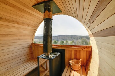 Barrel Hot Tub at The Eagle Dome in Franklin!