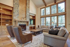 TV, fireplace, foosball, table tennis