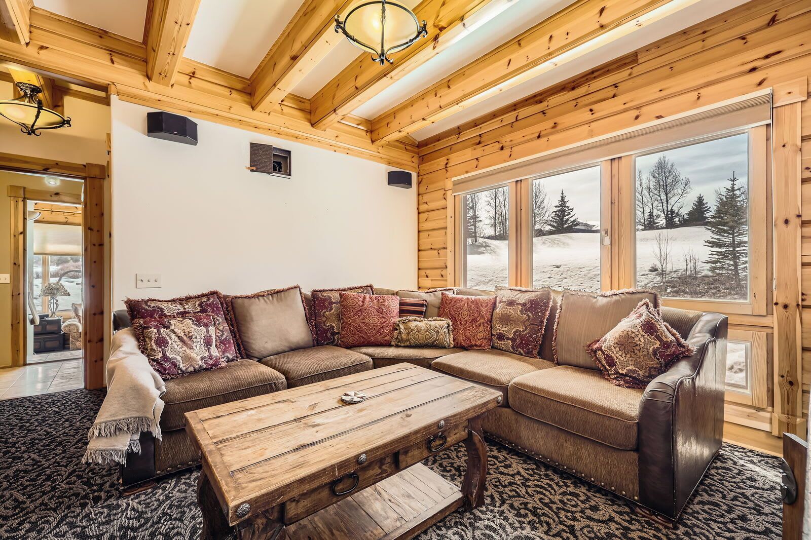 TV, peis, DVD-spiller og kontorer