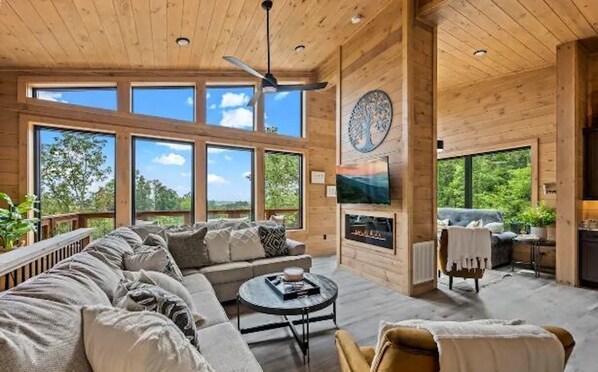 TV, fireplace, offices