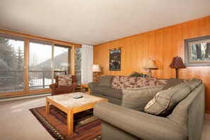 TV, fireplace, offices - Condo Along Snake River | Hot Tub Access | Shuttle (Keystone)