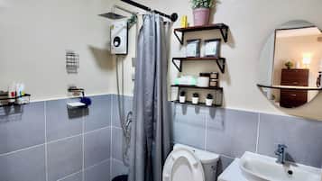 Free toiletries, hair dryer, slippers, bidet