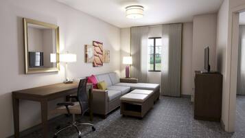 Een televisie, een dvd-speler en een kantoor