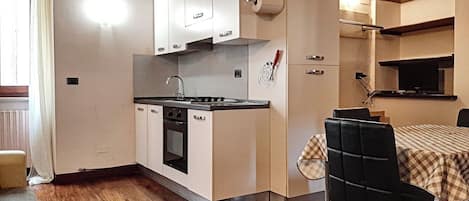 Fridge, oven, stovetop, cookware/dishes/utensils