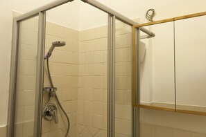 Regadera, secadora de cabello, bidet, toallas 