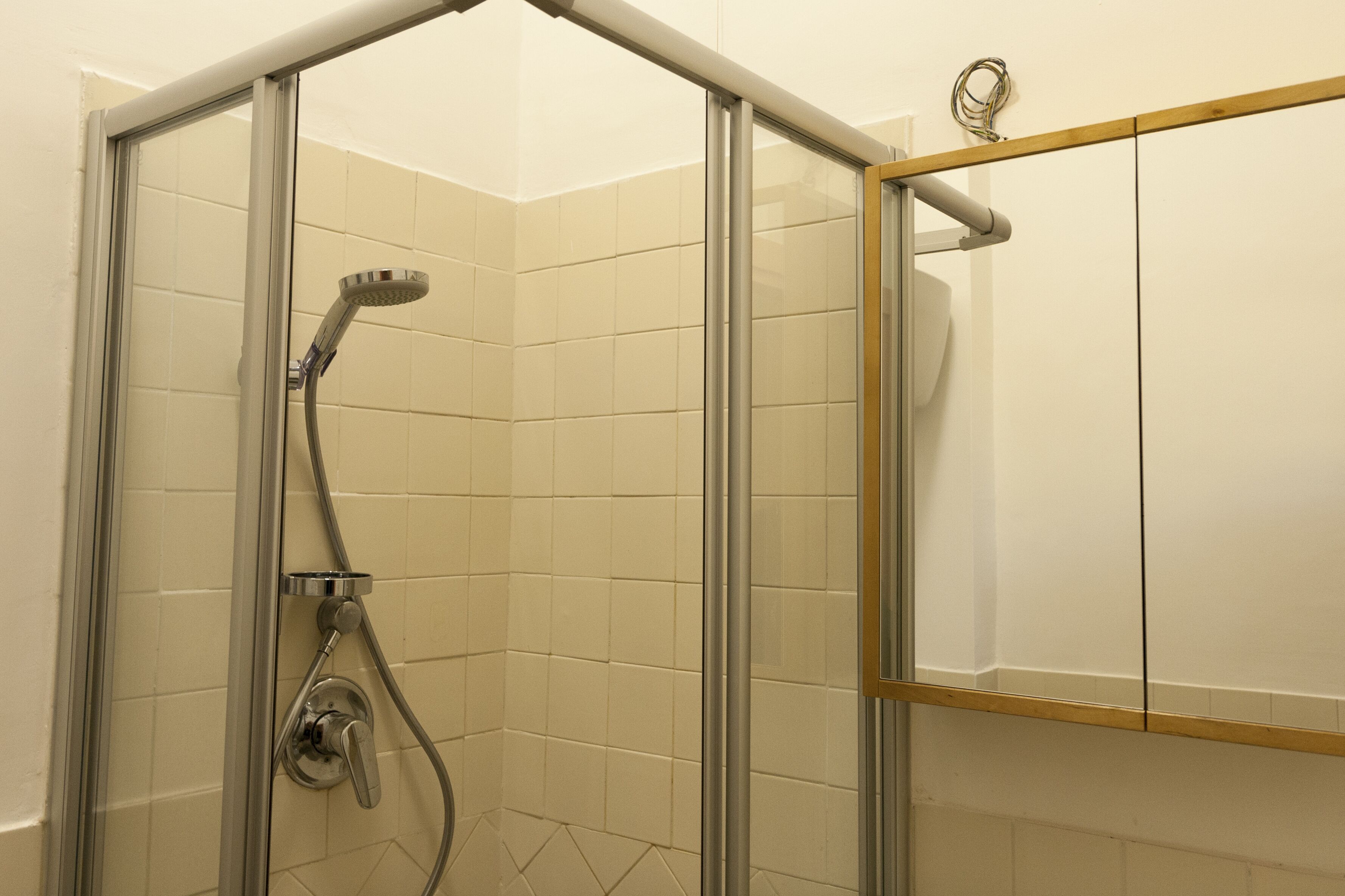 Douche, séchoir à cheveux, bidet, serviettes fournies