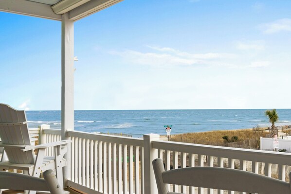 Property grounds - Spacious  Home with Pool & Captivating Ocean Views & STEPS to the beach! (Ocean Isle Beach)