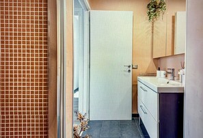 Douche, séchoir à cheveux, bidet, serviettes fournies