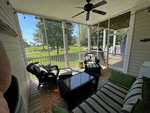 Terrace/patio - 3-bedroom villa on Beartrap Dunes Golf Course.  1st tee, pool, ground floor. (Ocean View)