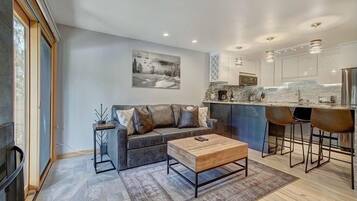 Televisión, chimenea y reproductor de DVD