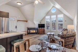 Smart TV, fireplace, video games, offices