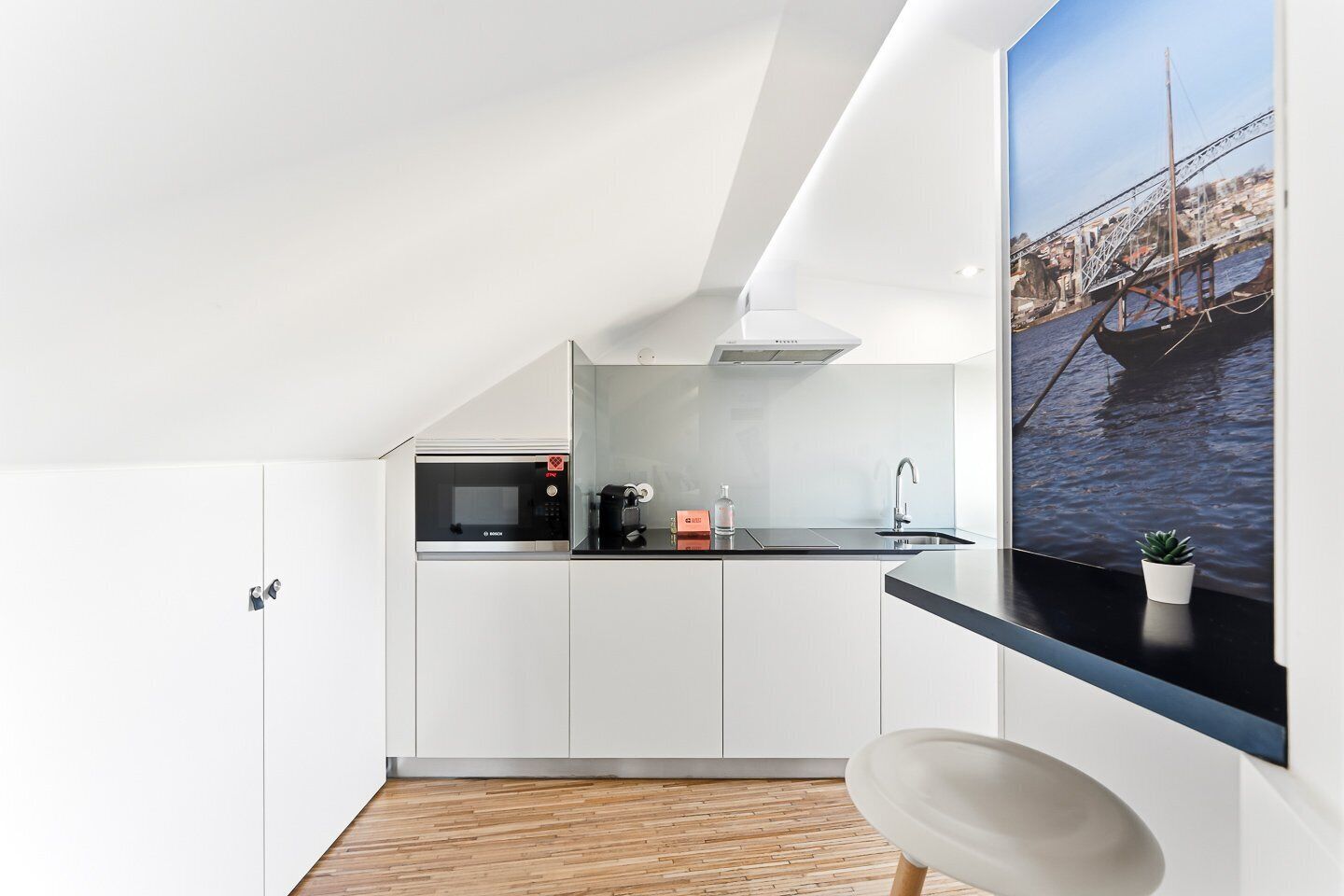 Fridge, microwave, dishwasher, coffee/tea maker