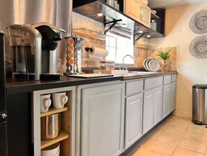 Fridge, microwave, oven, toaster