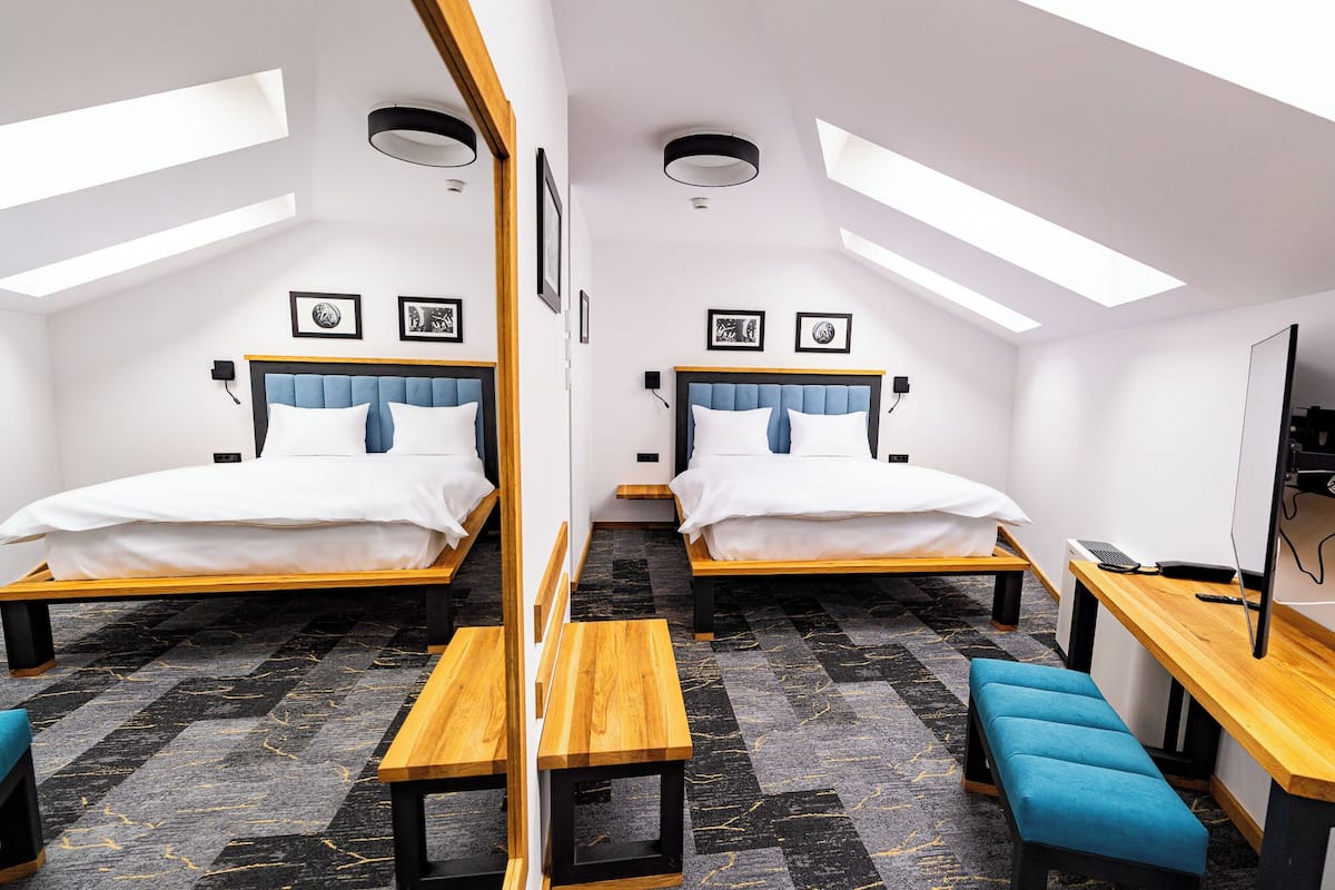 Premium bedding, memory foam beds, minibar, desk