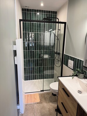 シャワー、ヘアドライヤー、タオル、石鹸